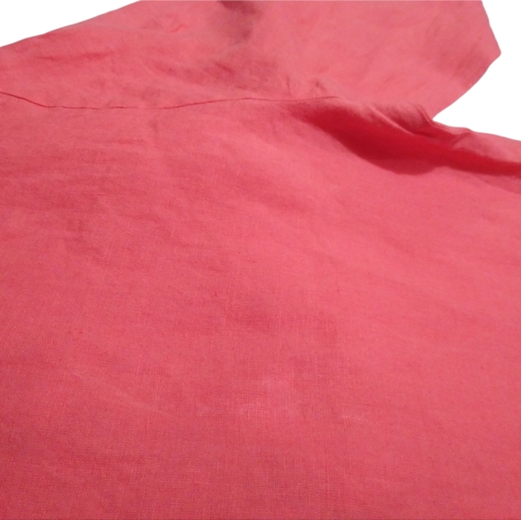 Eileen Fisher Womens Coral Pink 100% Irish Linen Sequin V-Neck Boho Tunic Top XS - Picture 15 of 16